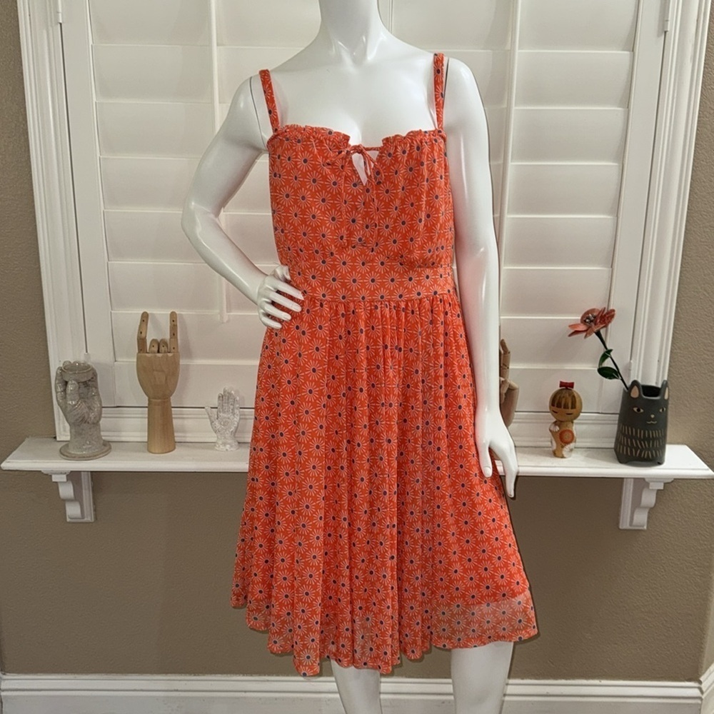 Torrid Mini Mesh Cami Shirred Bust Skater Dress Sunny Days Nasturtium